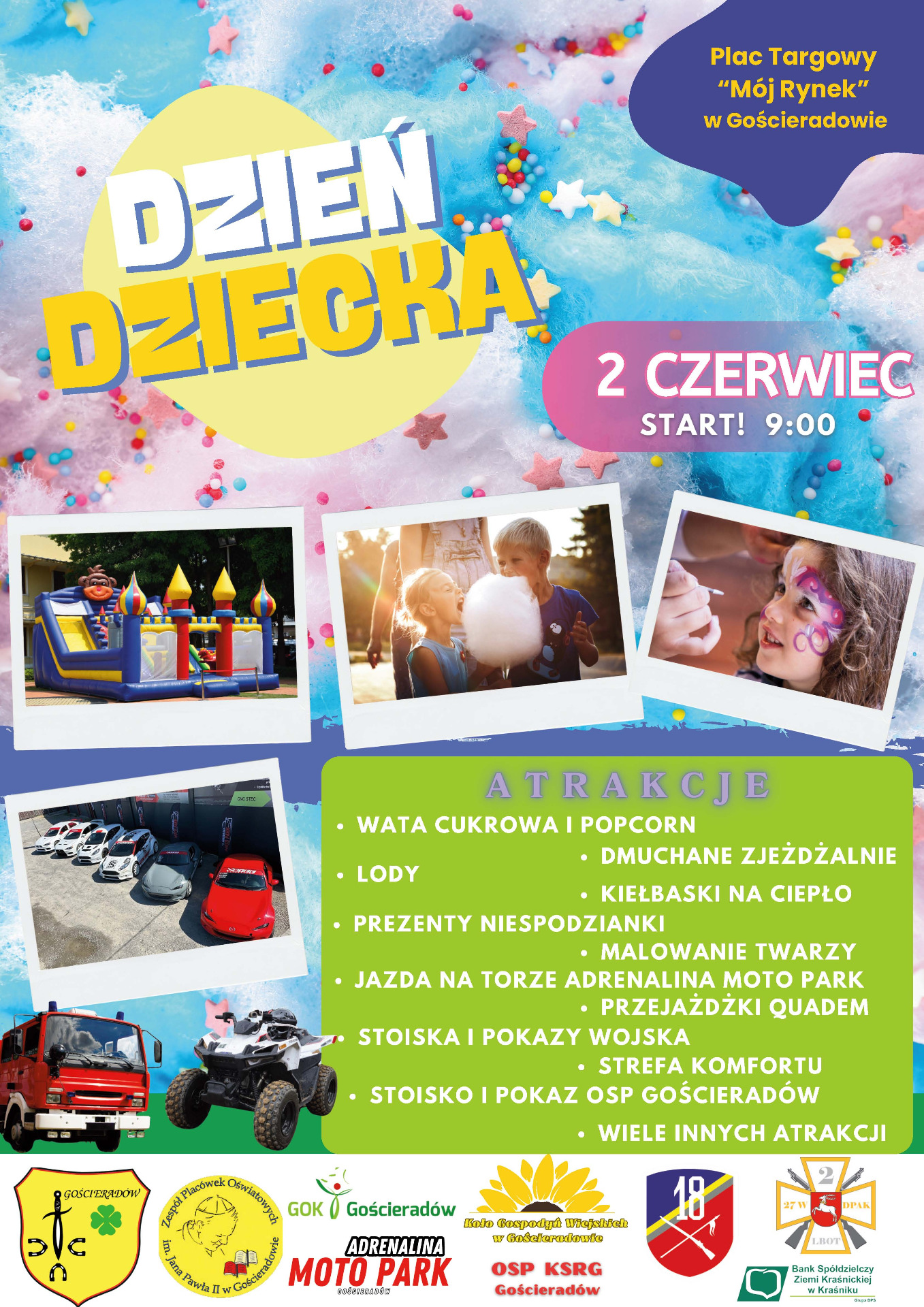 Zdjęcie plakatu z atrakcjami z okazji Dnia Dziecka