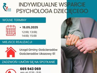 Zdjęcie plakatu dotyczącego indywidualnego wsparcia psychologa dziecięcego