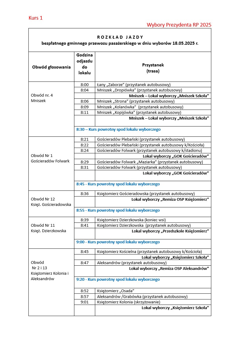 Obraz tablicy z roskładem jazdy strona 1