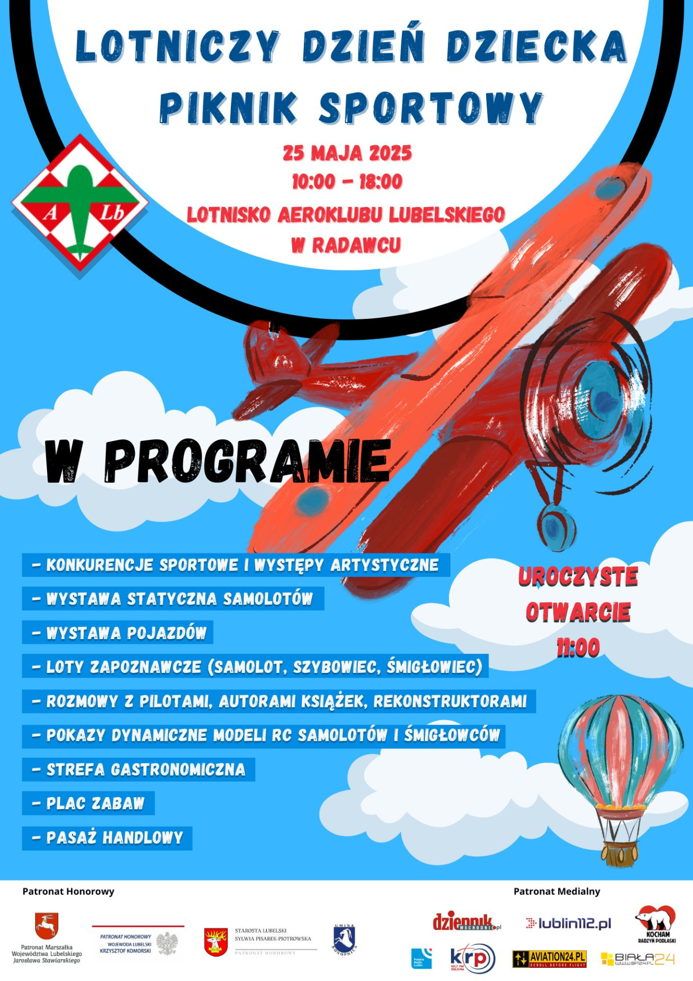 Zdjęcie plakatu LOTNICZEGO DNIA DZIECKA PIKNIKU SPORTOWEGO z samolotem