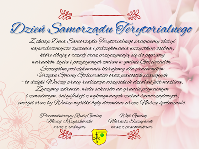 Zdjęcie kwiatów i życzeń z okazji Dnia Samorządu Terytorialnego