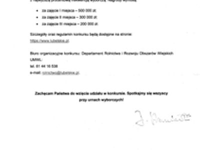 Zdjęcie pisma Marszałka Województwa Lubelskiego