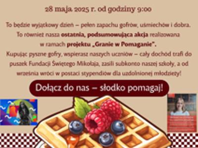 Zdjęcie plakatu z goframi i informacją wolontariuszy z Liśnika Dużego o Gofrowej Środzie