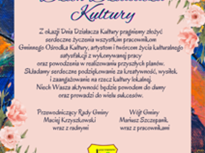 Zdjęcie kwiatów i życzeń z okazji Dnia Działacza Kultury