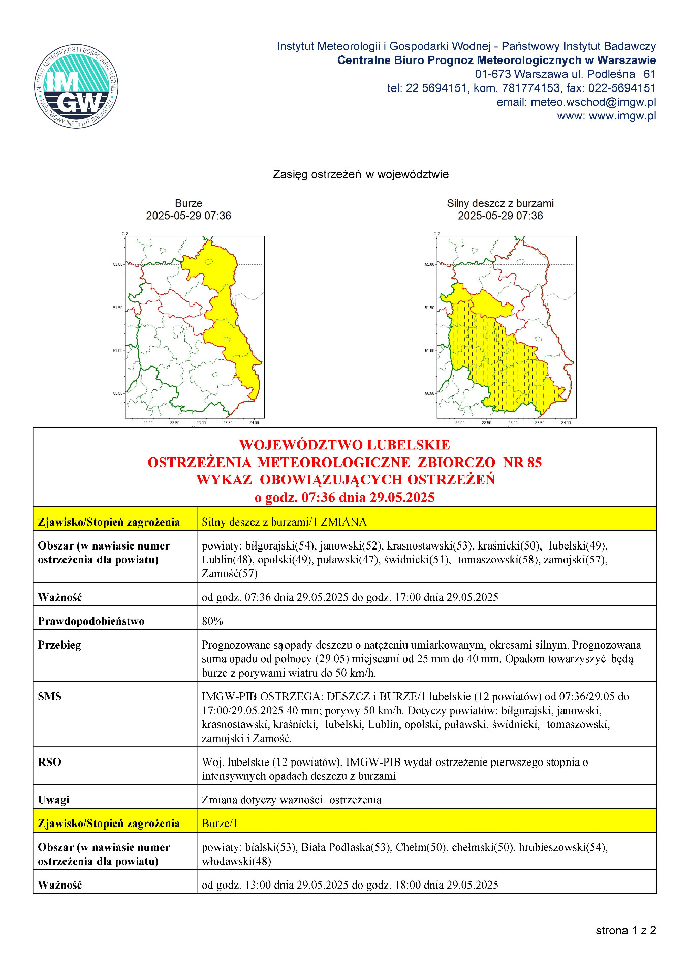 Zdjęcie ostrzeżenia meteorologicznego