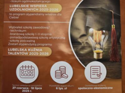 Zdjęcie plakatu dotyczącego stypendii uczniowskich