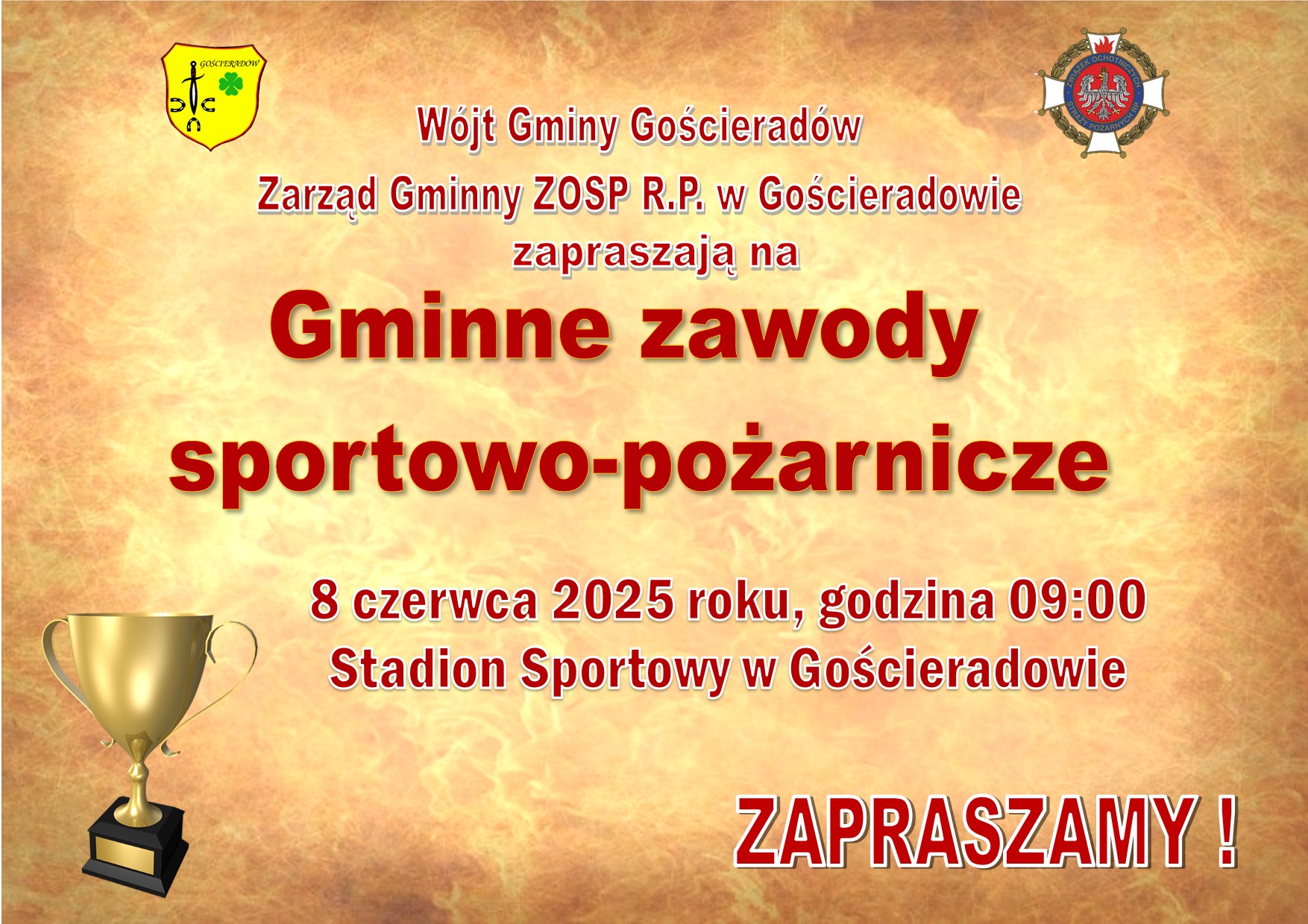 Zdjecie plakatu gminnych zawodów sportowo - pożarniczych