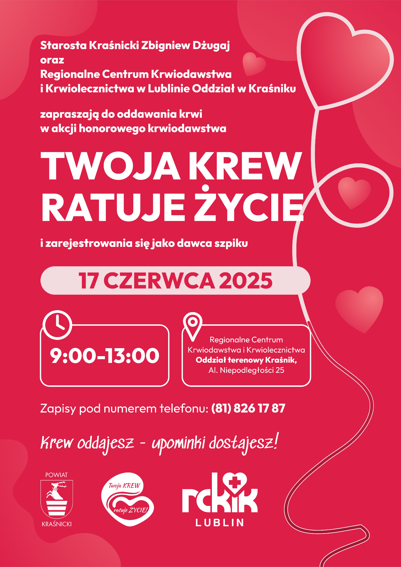 Zdjęcie plakatu dotyczącego oddawania krwi