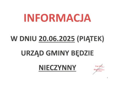 Zdjęcie informacji - Urząd Gminy nieczynny