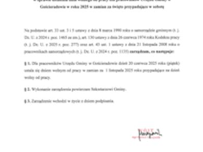 Zdjęcie zarządzenia