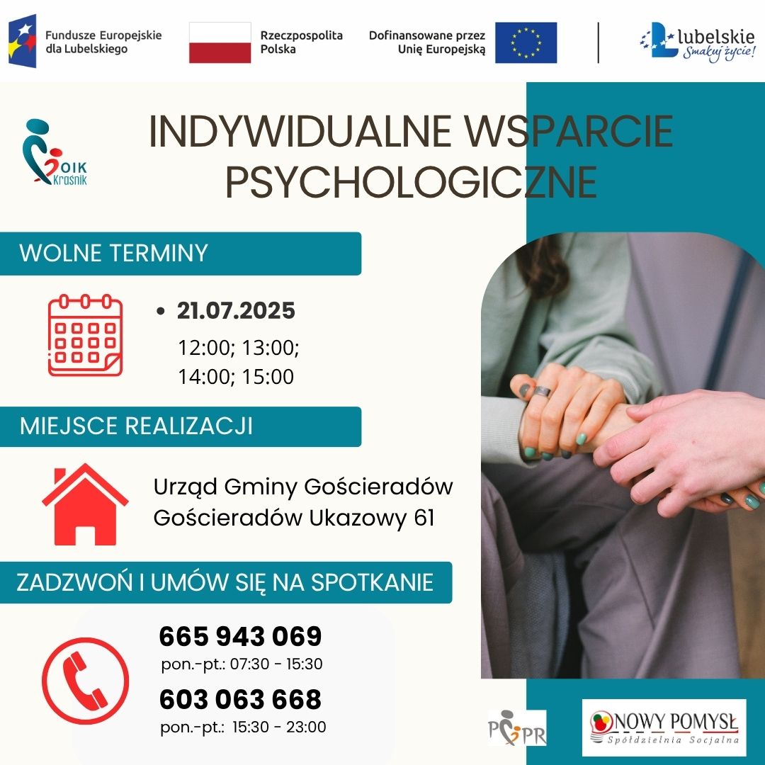 Zdjęcie plakatu z dłońmi dotyczącego wsparcia psychologicznego
