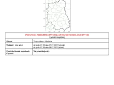 Grafika przedstawiajaca treśc ostrzezenia na 2 dobę