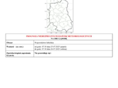 Zdjęcie mapy ostrzeżenia meteorologicznego