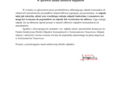 Zdjęcie informacji w sprawie zasad odbioru odpadów