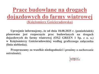 Zdjęcie informacji o planowanych pracach budowlanych