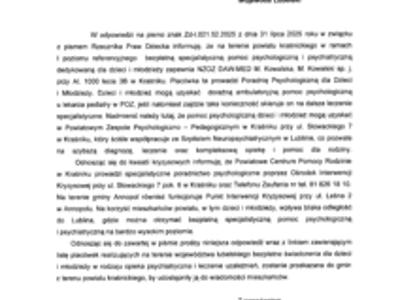 Zdjęcie pisma Starosty Kraśnickiego