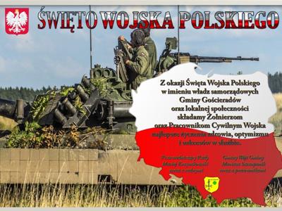 Zdjęcie czołgu z żołnierzami i barwami flagi Polski