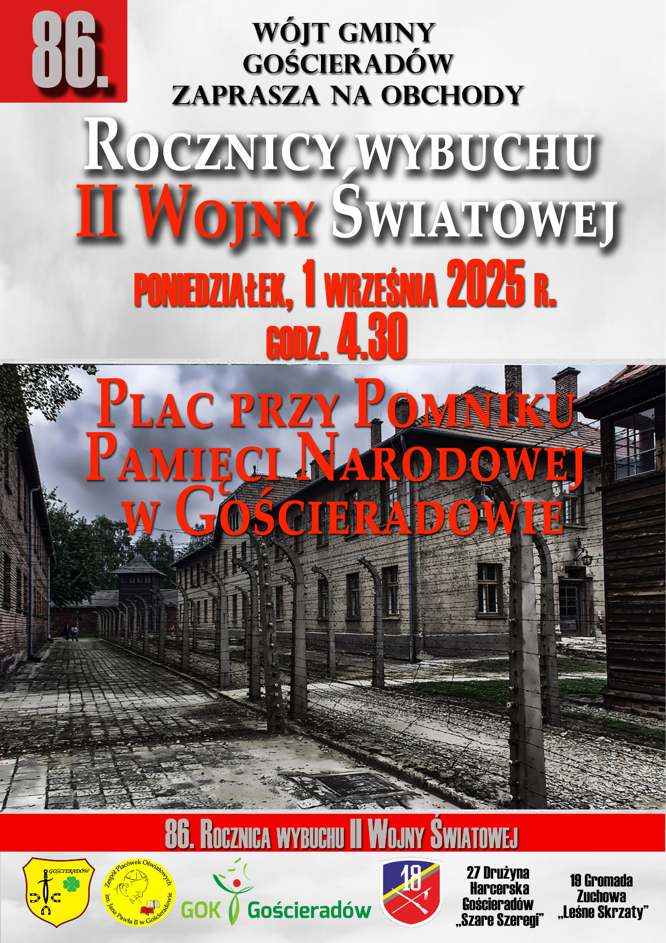 Zdjęcie plakaty dotyczącego obchodów wybuchu II Wojny Światowej