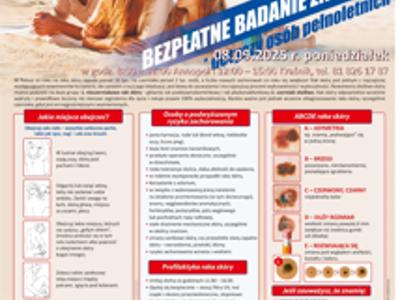 Zdjęcie plakatu dotyczącego bezpłatnego badania znamion