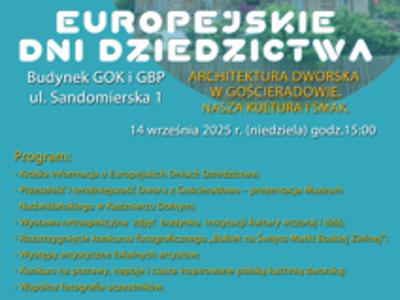 Zdjęcie plakatu Europejskich Dni Dziedzictwa ze zdjęciem dworu