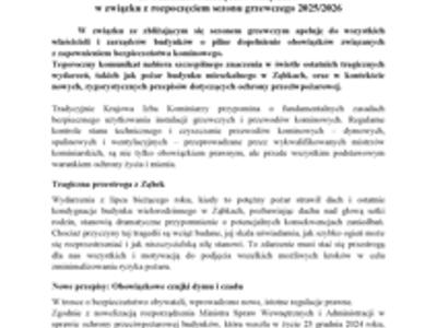 Zdjęcie komunikatu Prezesa Krajowej Izby Kominiarzy