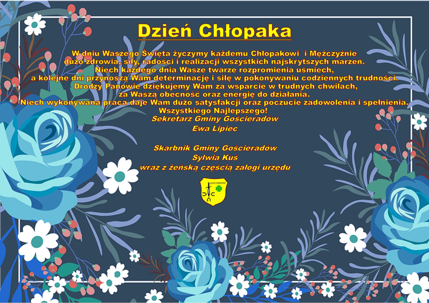 Zdjęcie kwiatów z życzeniami z okazji Dnia Chłopaka