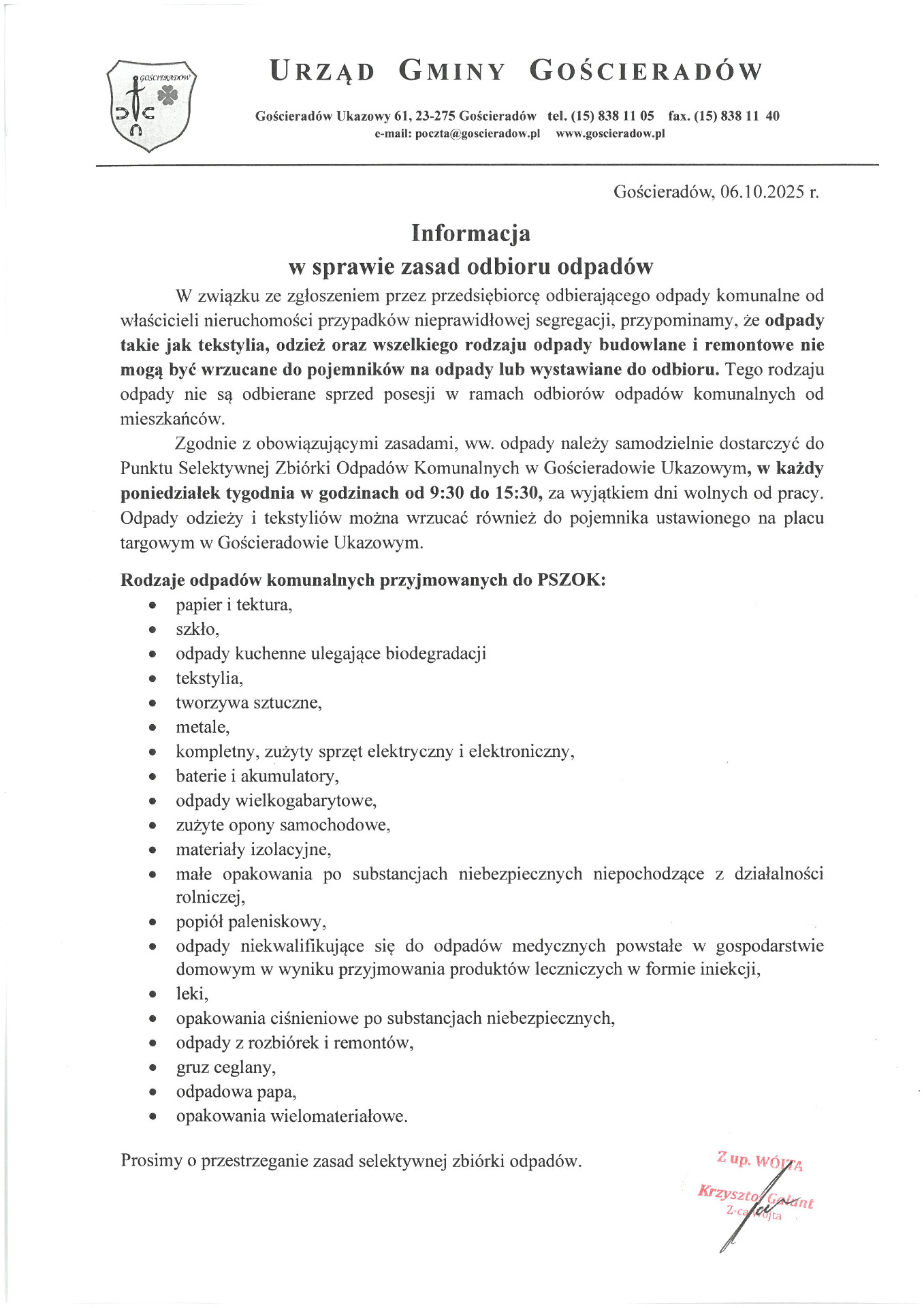 Plik źródłowy informacji w sprawie zasad odbioru odpadów