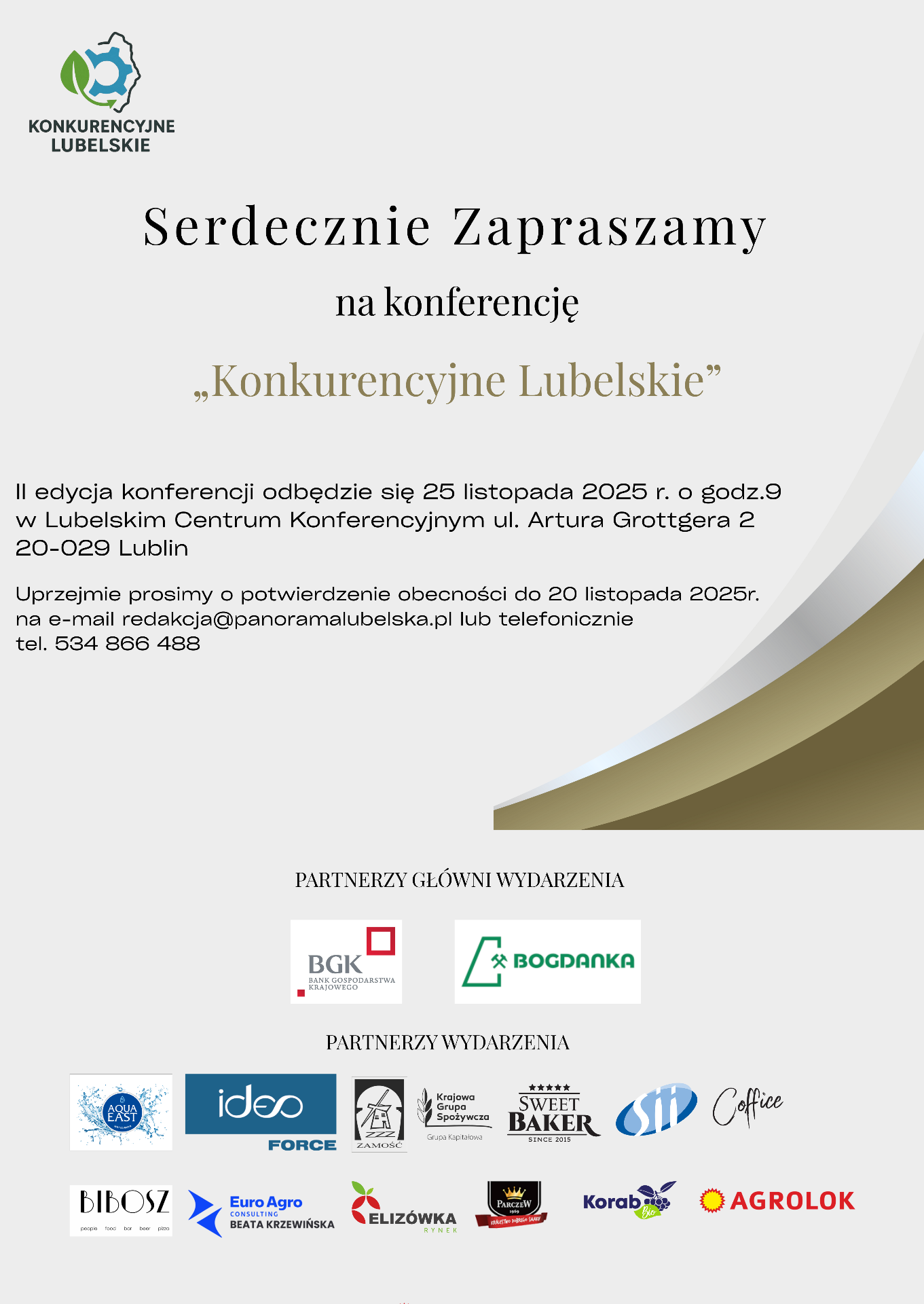 Zdjęcie zaproszenia na konferencję ,,Konkurencyjne Lubelskie"
