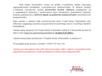 Zdjęcie ogłoszenia dotyczącego ankiety