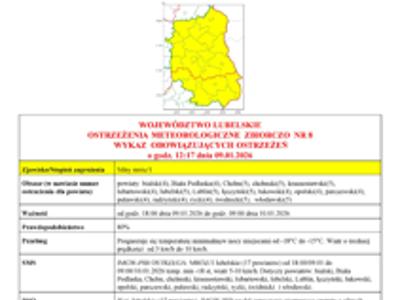 Zdjęcie ostrzeżenia o silnych mrozach