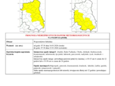 Zdjęcie ostrzeżenia o intensywnych opadach śniegu i opadach marznących