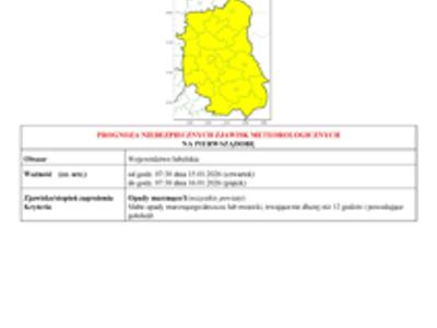 Zdjęcie PROGNOZY NIEBEZPIECZNYCH ZJAWISK METEOROLOGICZNYCH - opady marznące i silny  mróz