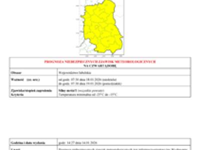 Zdjęcie PROGNOZY NIEBEZPIECZNYCH ZJAWISK METEOROLOGICZNYCH - opady marznące i silny  mróz