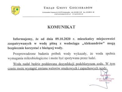 Obraz podpisanego dokumentu z komunikatem