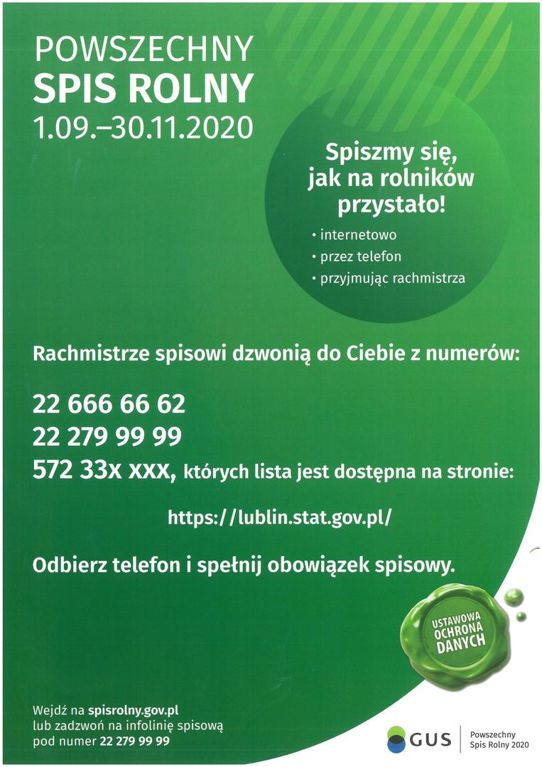 zielony plakat powszechnego spisu rolnego