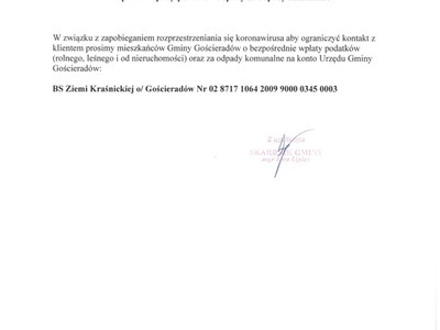 Komunikat w sprawie wpłaty podatków i opłaty za odpady komunalne