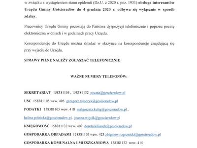 Komunikat w sprawie pracy zdalnej