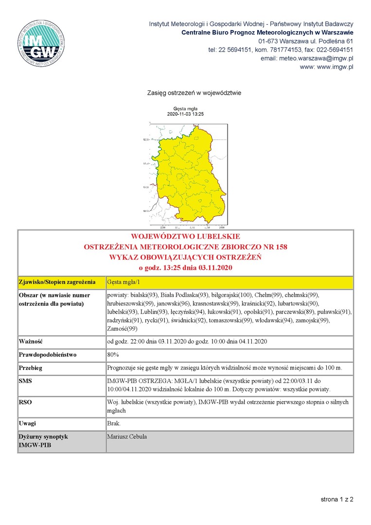Ostrzeżenie meteorologiczne 