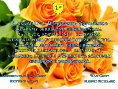 Życzenia na tle pomarańczowych róż