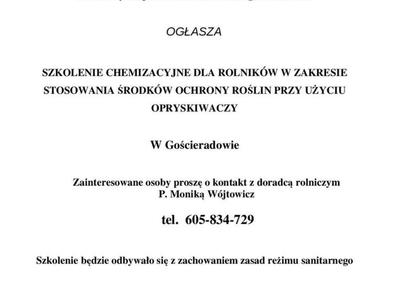 LUBELSKI OSRODEK DORADZTWA ROLNICZEGO W KOŃSKOWOLI

Powiatowy Zespół Doradztwa Rolniczego w Kraśniku

 

OGŁASZA

 

SZKOLENIE CHEMIZACYJNE DLA ROLNIKÓW W ZAKRESIE STOSOWANIA ŚRODKÓW OCHRONY ROŚLIN PRZY UŻYCIU OPRYSKIWACZY

 W Gościeradowie

Zainteresowane osoby proszę o kontakt z doradcą rolniczym

P. Moniką Wójtowicz

 

tel. 605-834-729

 

Szkolenie będzie odbywało się z zachowaniem zasad reżimu sanitarnego

 

 

UWAGA!!PROSIMY O TELEFONICZNE ZAPISYWANIE