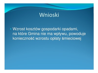 Niebieski slajd z wnioskami