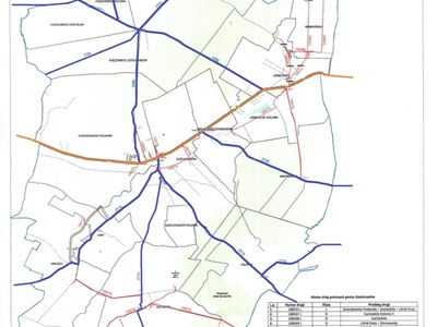 Mapa przedstawiająca sieć dróg publicznych w gminie Gościeradów
