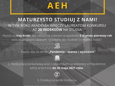 Plakat KONKURSU O ZŁOTE INDEKSY AEH