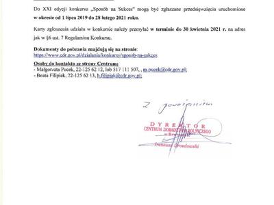 Konkurs ,,Sposób na Sukces" - Informacja