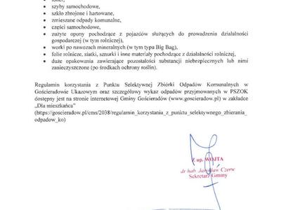 Informacja korzystania z PSZOK