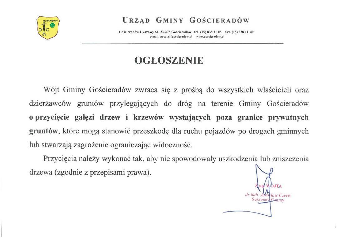 Grafika odworowująca treść ogłoszenia