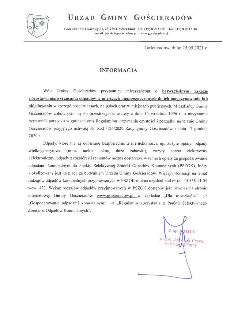 Zakaz pozostawiania/wyrzucania odpadów