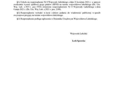 Rozporządzenie Nr 16 WOJEWODY Lubelskiego