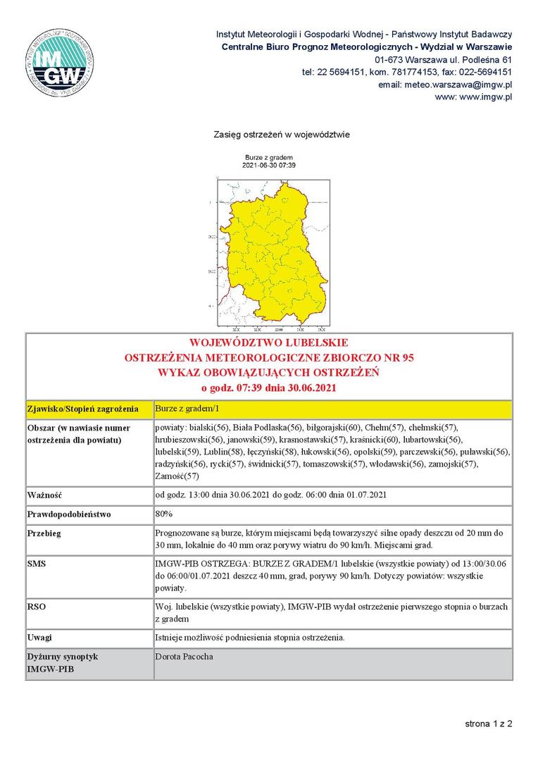 Grafika przedstawiająca treść ogłoszenia - strona 1