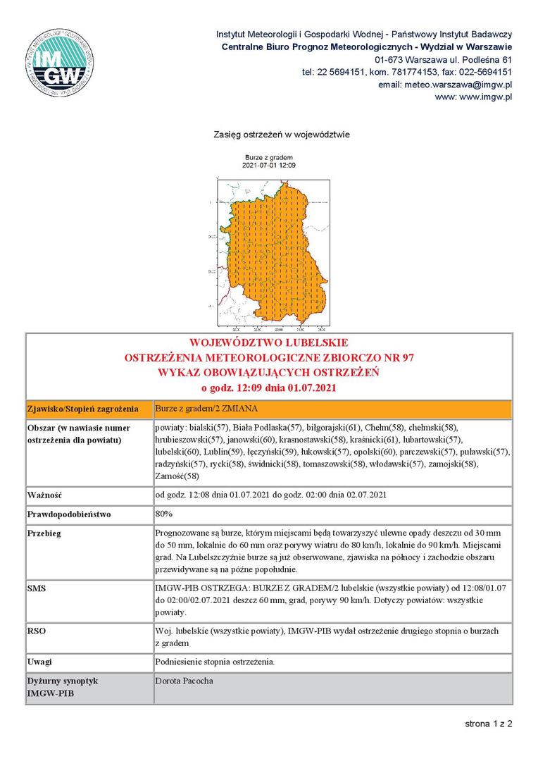 Grafika przedstawiająca treść ostrzeżenia.